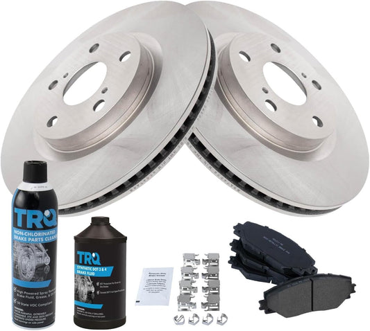 TRQ Front Brake Pad & Rotor Kit for 2009-2018 Toyota Models