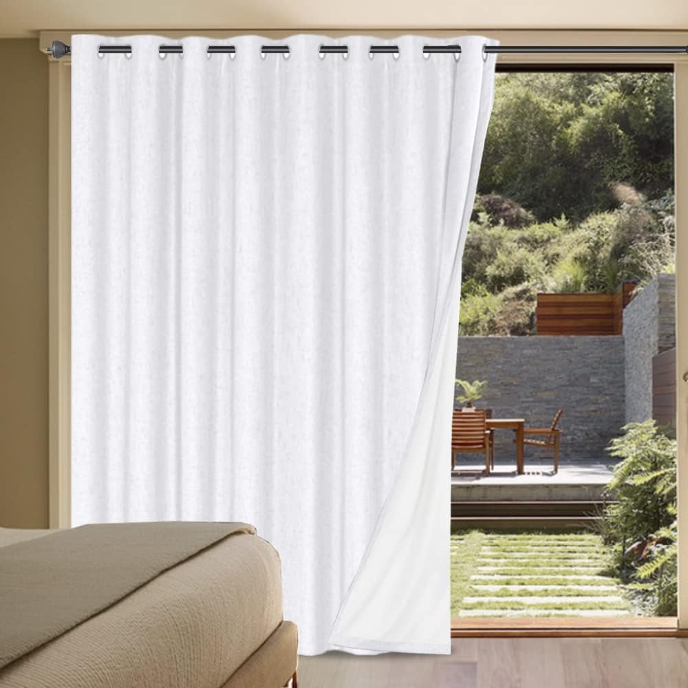 H.VERSAILTEX Linen Blackout Curtains for Patio Doors 100% Blackout