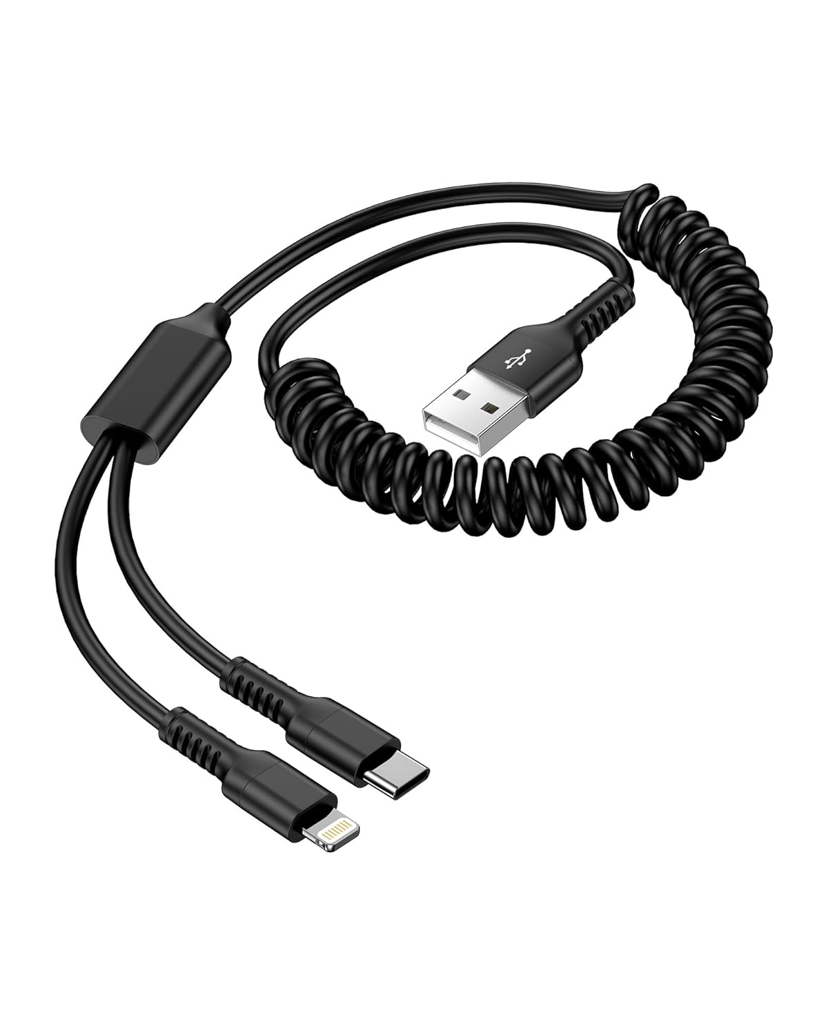 Fast Charge 2-in-1 Coiled Cable for iPhone & Android - Ocbuo