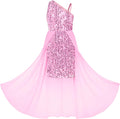 Girls Sequin Pageant Dress with One Sleeve for Special Occasions
