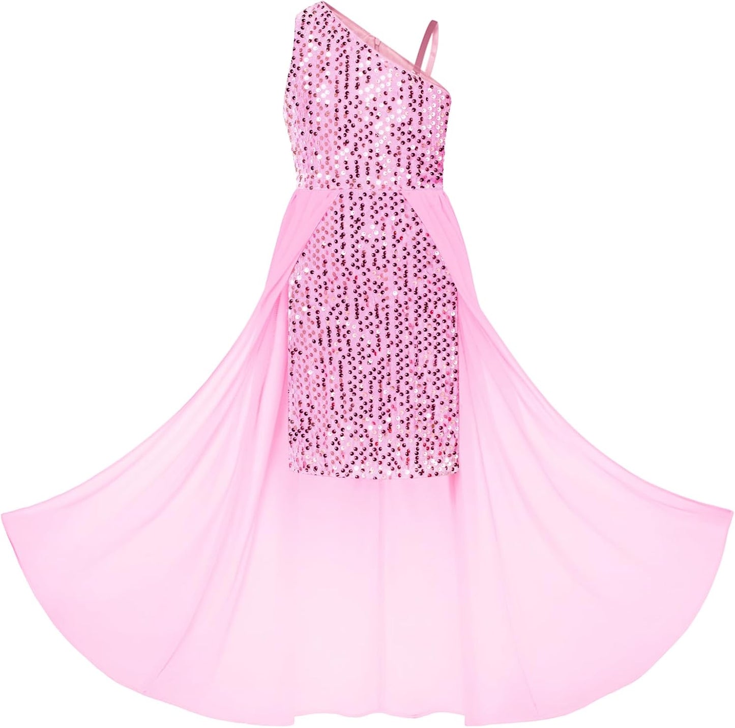 Girls Sequin Dress One Sleeve for Pageants and Parties