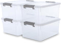 Citylife 17 QT Plastic Storage Bins with Latching Lids - 4 Pack