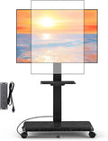 Rolling TV Stand with Power Outlet for 32-75in TVs - Mobile Tilt Cart