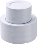 200PCS White Plastic Plates Set - Sturdy Disposable Dinnerware