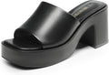 High Chunky Platform Heels for Women - Square Open Toe Slip On