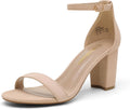 DREAM PAIRS Women's Chunk Low Heel Pump Sandals - Stable 3in Lift ease
