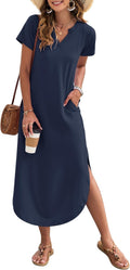Women's Summer Casual Maxi Dress V Neck Split - 2025 Loose Fit