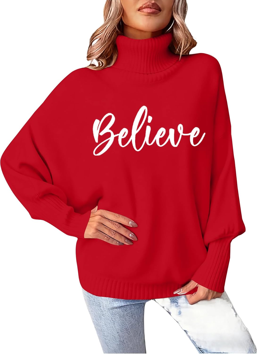 Merry Christmas Sweaters for Women: Oversized Turtleneck Style