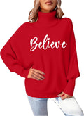 Christmas Sweaters for Women Merry Sweater - Oversized Turtleneck made