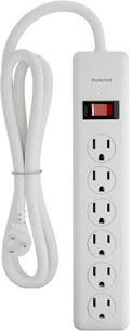 6-Outlet Power Strip Surge Protector with 4-ft Cord - Space-Saving