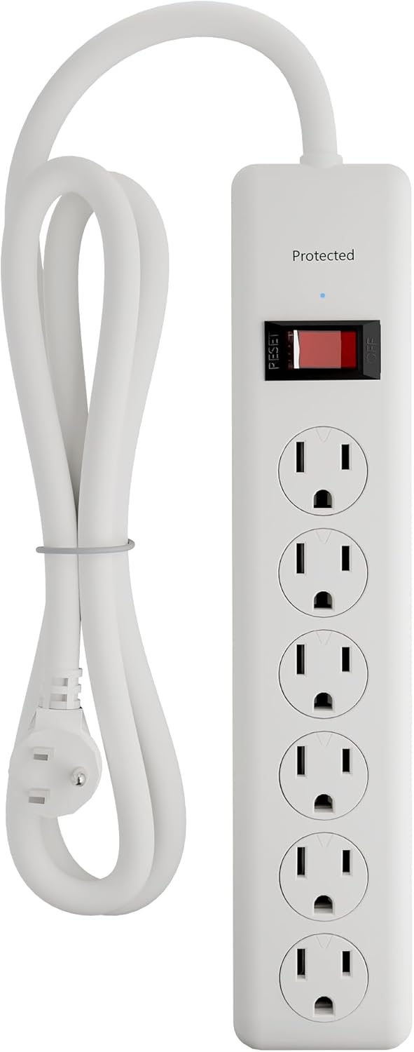 BN-LINK 6-Outlet Surge Protector 1-Pack, 600J, Overload Protection