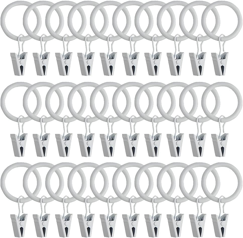Vintage 1 Metal Curtain Rings with Clips - Set of 40