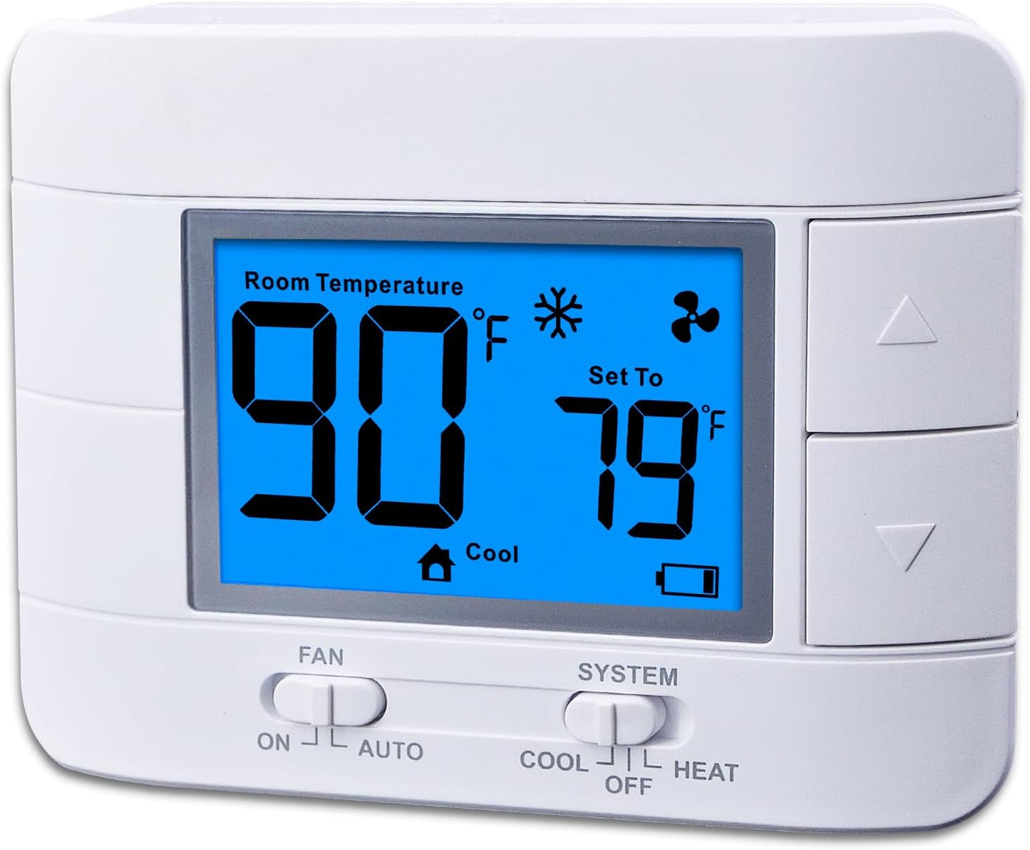 Non Programmable Thermostat for Home with Large Blue LCD Display