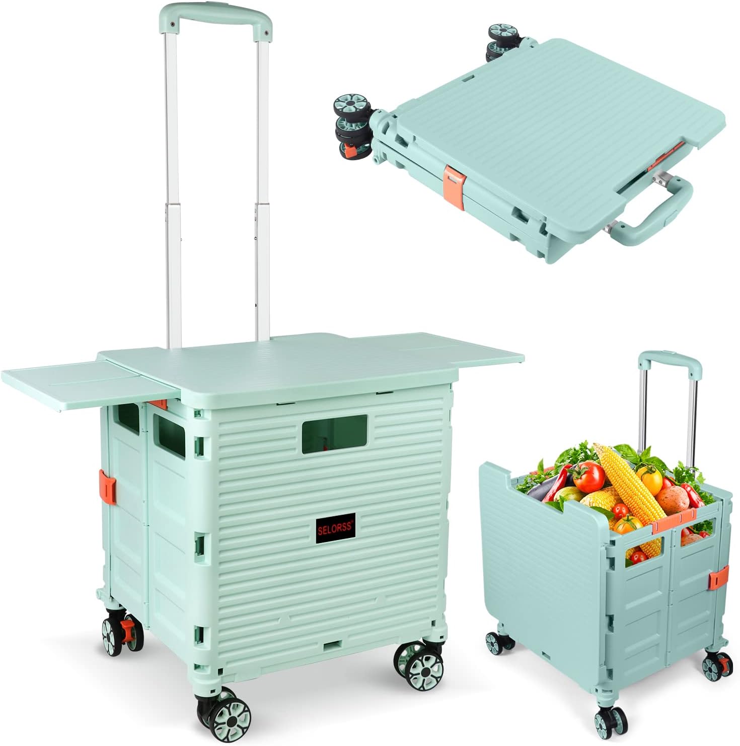Foldable Utility Cart with Wheels for Shopping and Storage