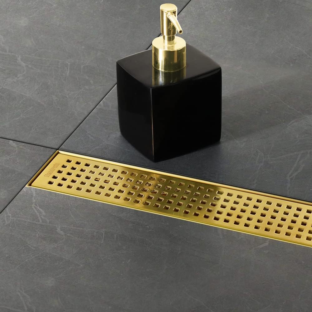 Neodrain 24-Inch Brushed Brass Linear Shower Drain for Bathrooms