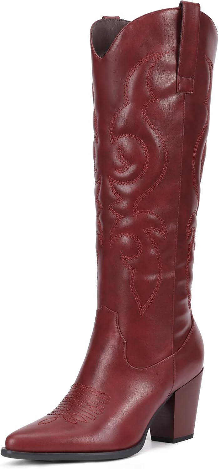 Pasuot Suede Cowboy Boots for Women - Stylish Knee High Boots