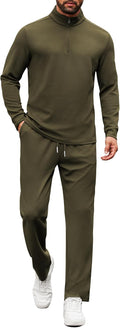Men's 2-Piece Tracksuit Quarter Zip Pullover - Comfortable Fit