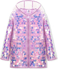 WELAKEN Girls Sequin Raincoat Waterproof Hooded Outwear Jacket