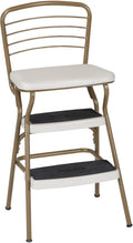COSCO Stylaire Retro Chair + Step Stool - Flip-Up Seat, Gold & Cream