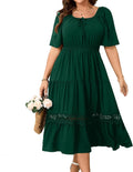 Plus Size Lace Trim Maxi Dress for Women with Square Neck Design