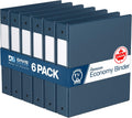 Premium Economy 6-Pack 3-Ring Binders 1.5 in Navy Blue - Durable