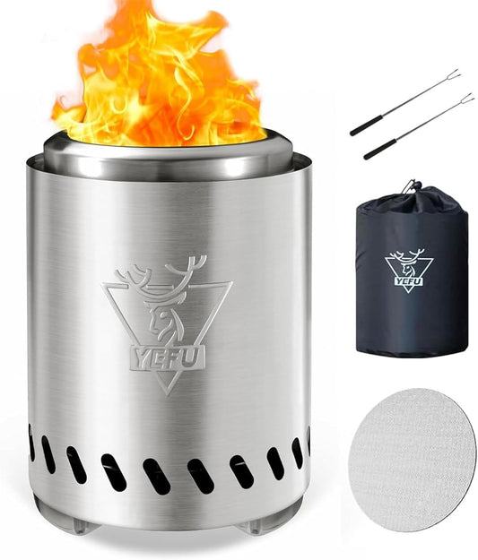 YEFU Portable Fire Pit: Low Smoke, Safe Burning, Travel-Friendly