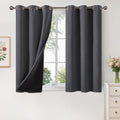 Dark Grey 100% Blackout Curtains 48 in Length - Full Room Darkening