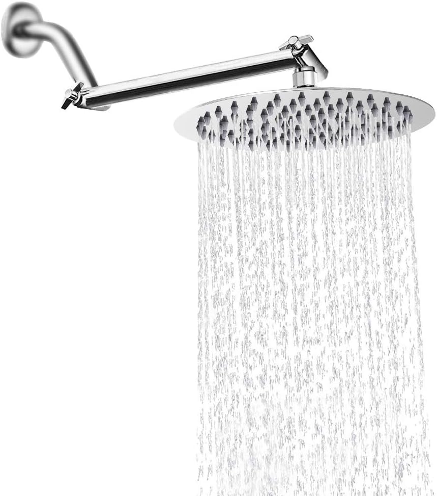 NearMoon Rain Shower Head with Adjustable Arm for Luxury Bathing