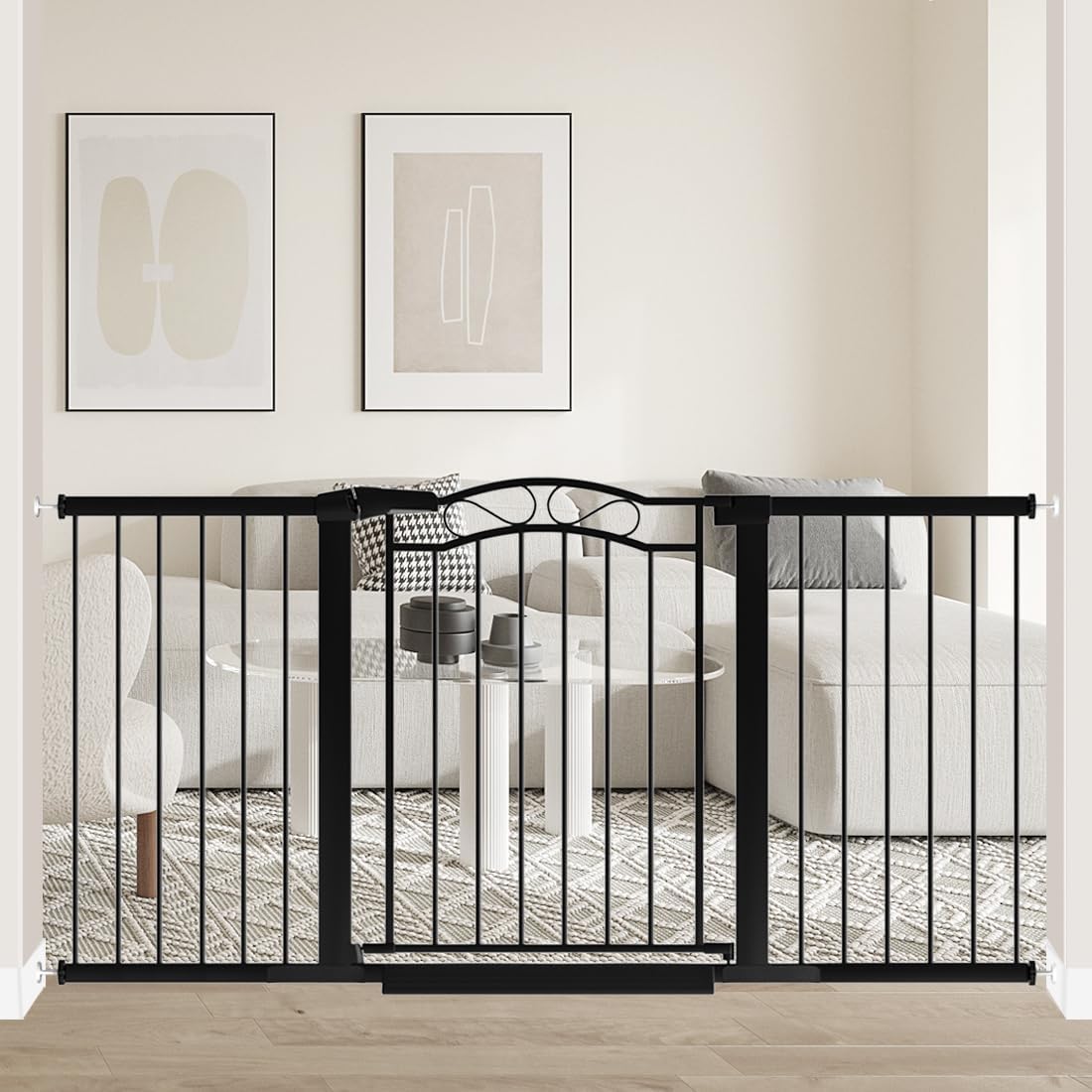 Extra Wide Baby Gate with Door for Stairs and Doorways