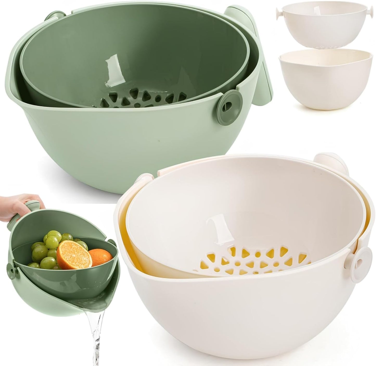 Eorbow Rotating Colander Set - Effortless Straining!