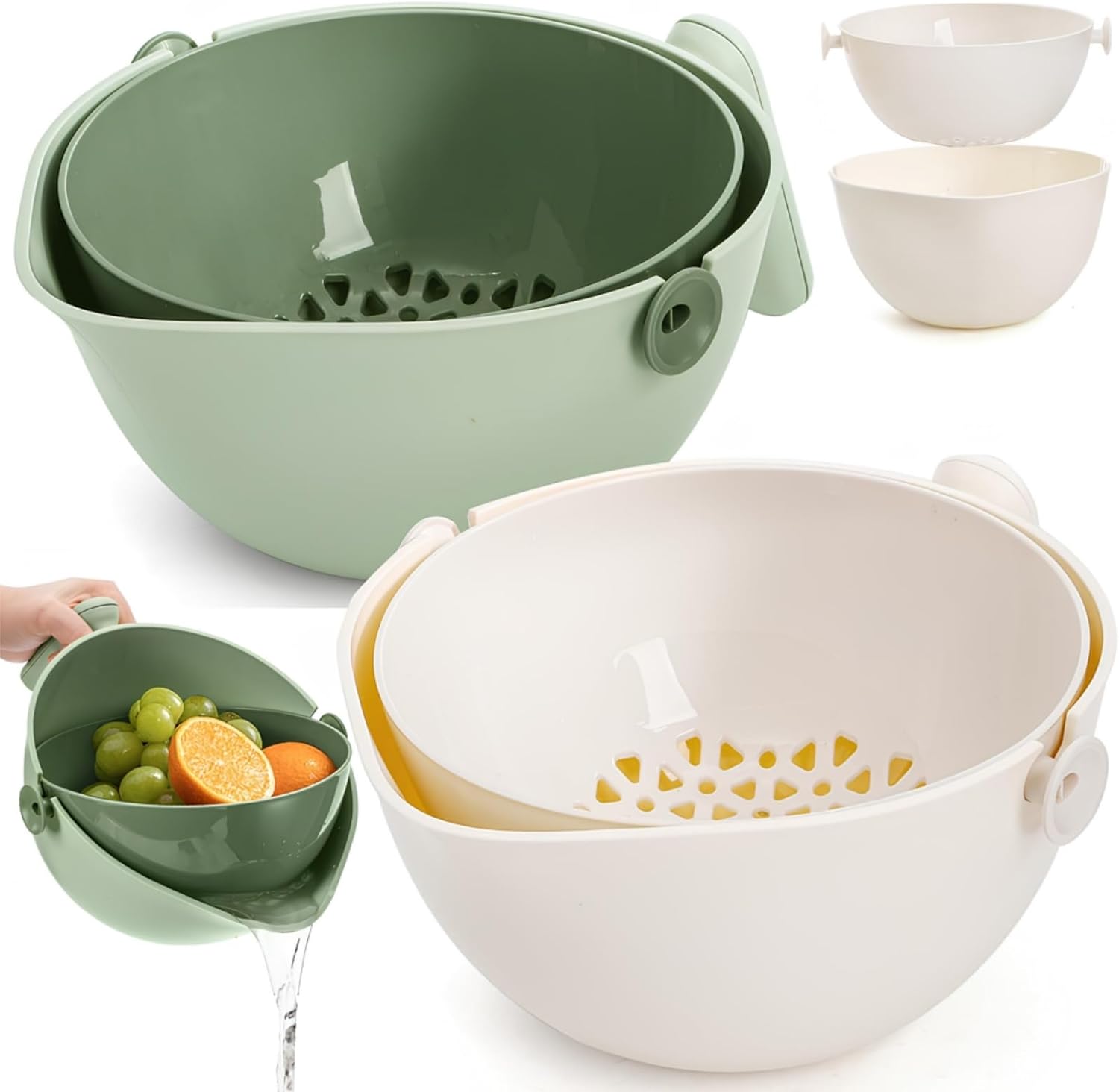 Eorbow Rotating Colander Set - Effortless Straining!