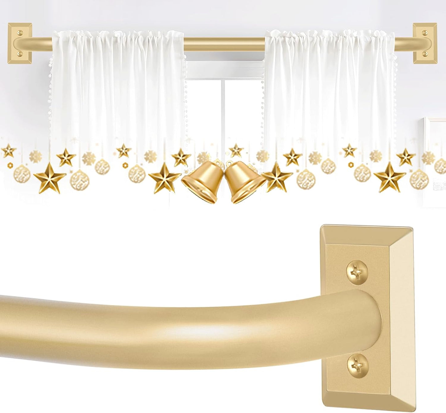 Gold Wrap Around Curtain Rods 2 Pack for Room Darkening Needs