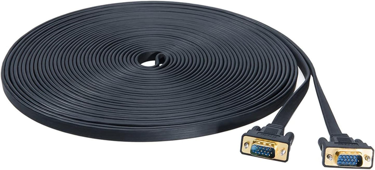 DTech Flat Thin Extra Long VGA Cable 100 ft for High Res Displays