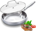 DELARLO 10 Inch Stainless Steel Pan with Lid for Versatile Cooking