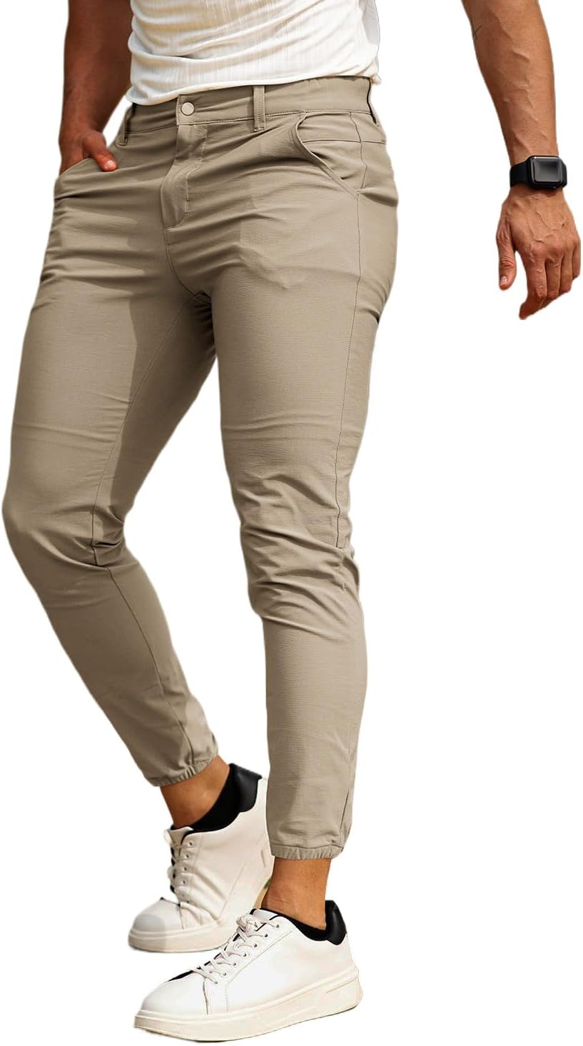 Men's 4-Way Stretch Slim Tapered Fit Golf Joggers for Comfort
