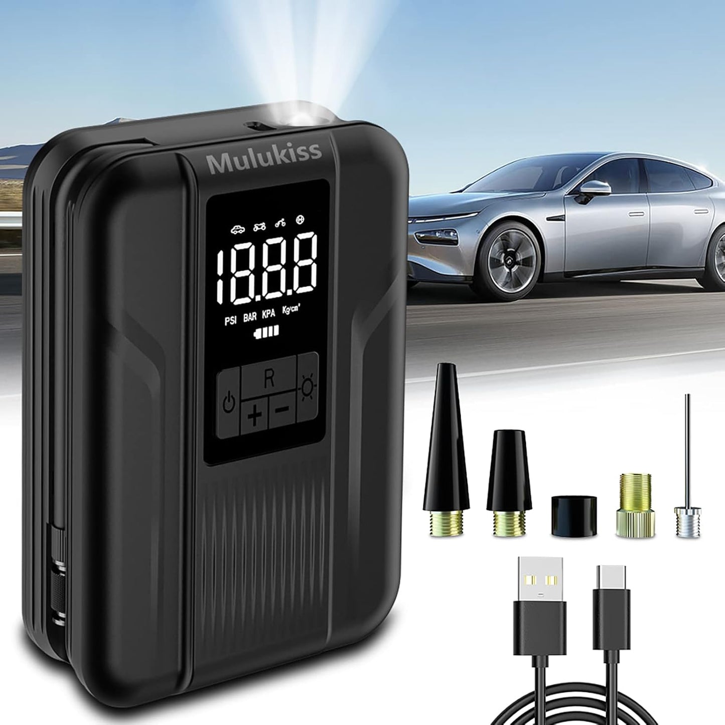 Mulukiss 150PSI Tire Inflator - Fast & Portable Air Pump
