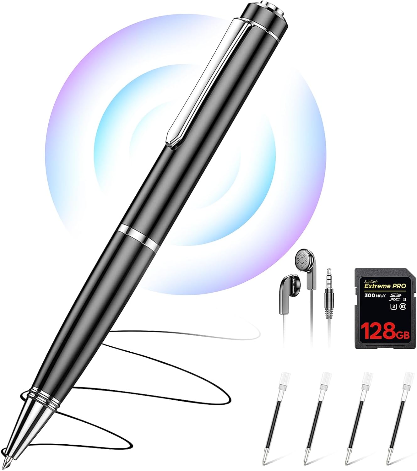 128GB Digital Voice Recorder with AI Noise Reduction Features