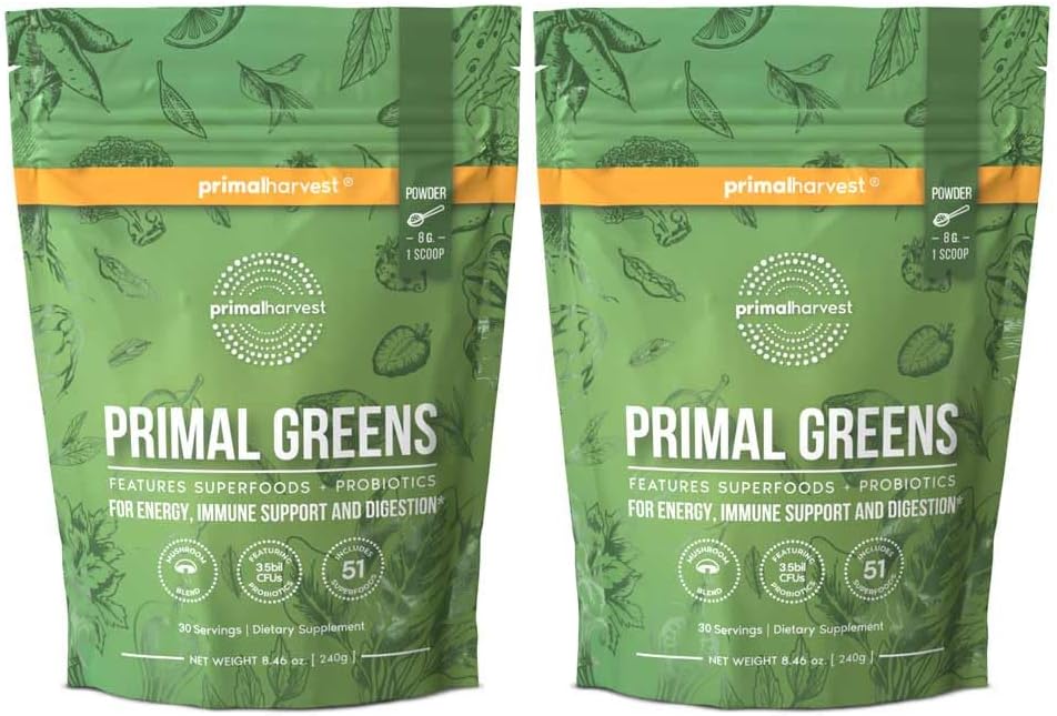 Primal Greens Powder for Energy, Wellness, and Digestion Support