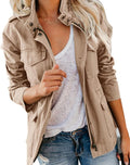 Pepochic Womens Military Jacket Zip Up Snap Buttons (Style 54SJ)