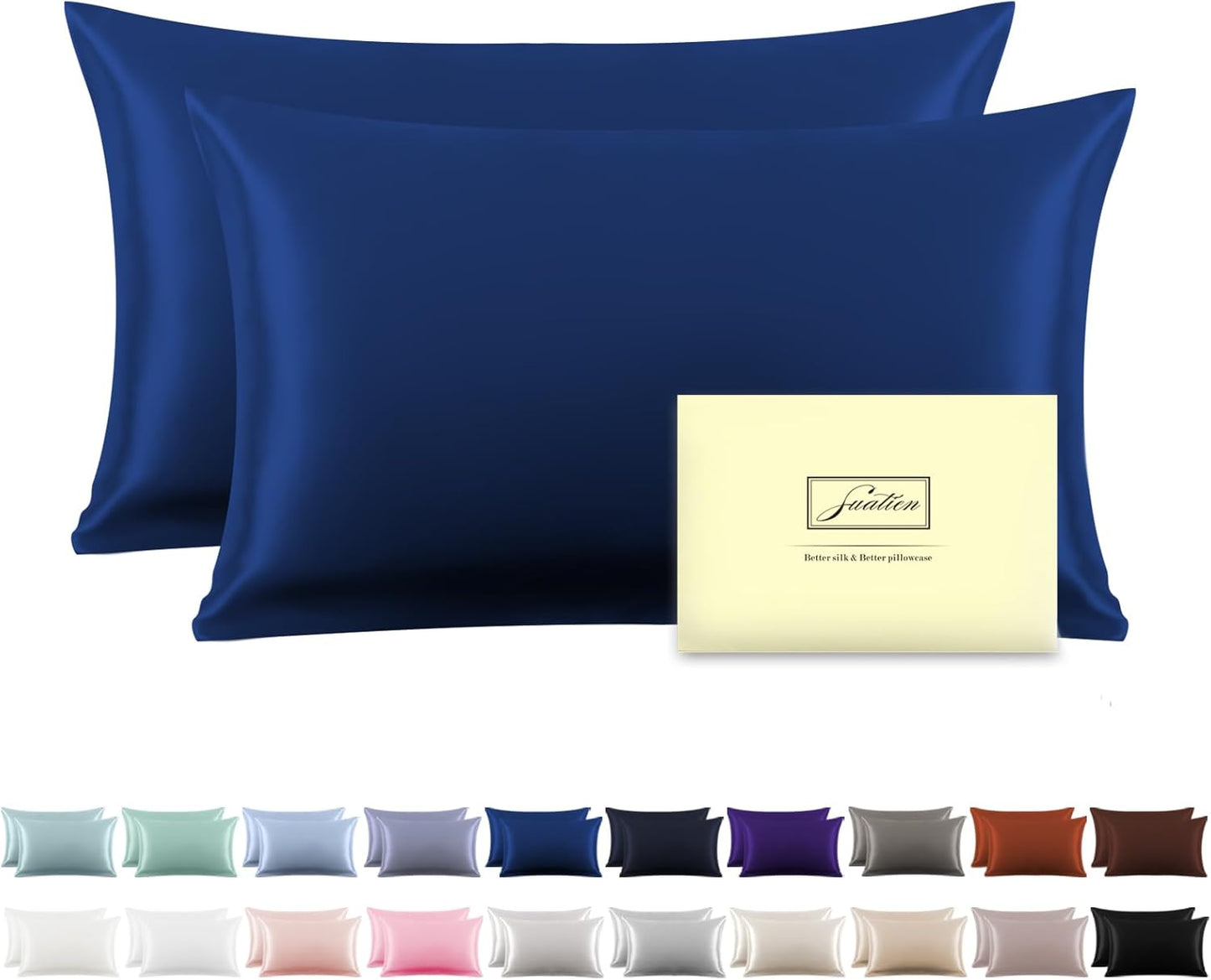 Silk Pillowcase for Hair and Skin, Soft and Breathable Set of 2