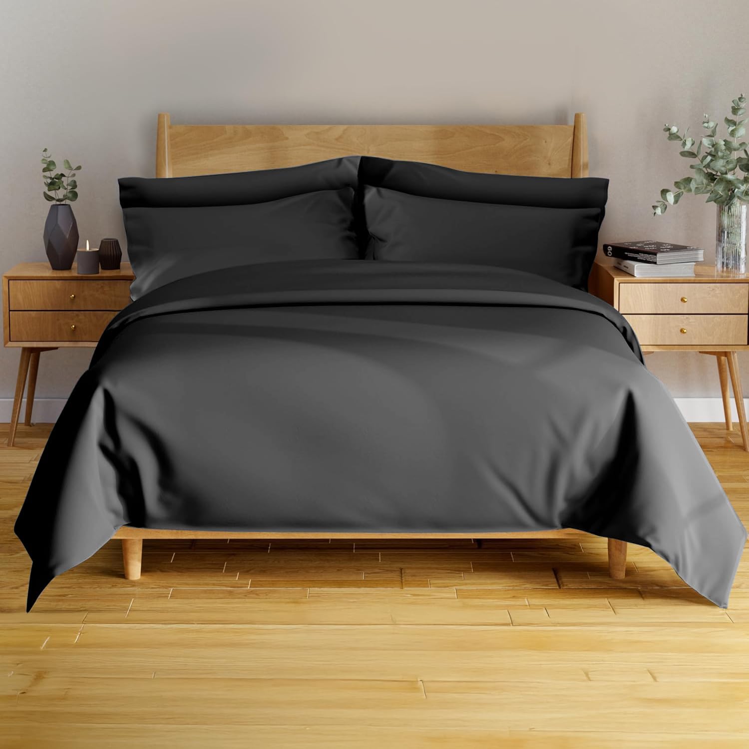 BAMPURE 6 Pcs Queen Sheet Set - Soft Bamboo Cooling Sheets