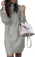 Women Turtleneck Sweater Dress Oversized Long Sleeve Knit - Cozy Fall