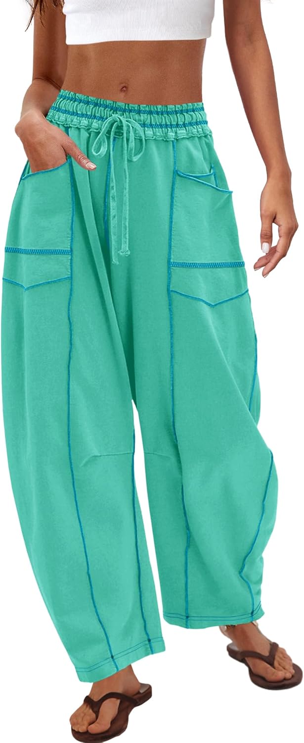 Nirovien Womens Barrel Sweatpants High Waisted Wide Leg Pants