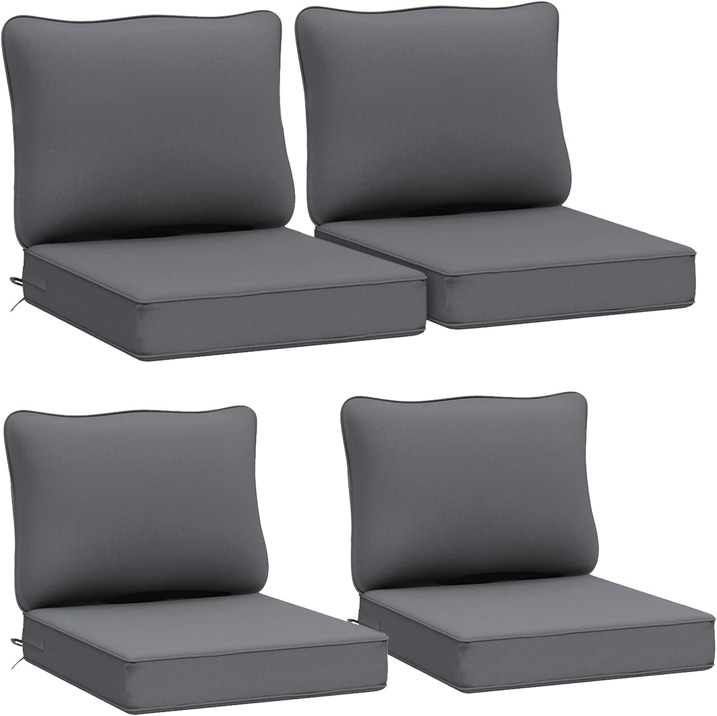 Outdoor Deep Seat Cushions Set of 4, Waterproof & Fade-Resistant