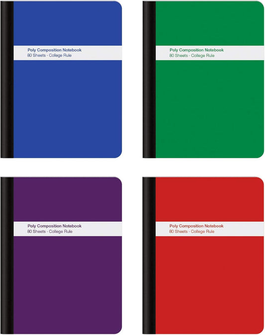 Oxford 4 Pack College Ruled Notebooks, School Supplies, 80 Sheets, Assorted Colors