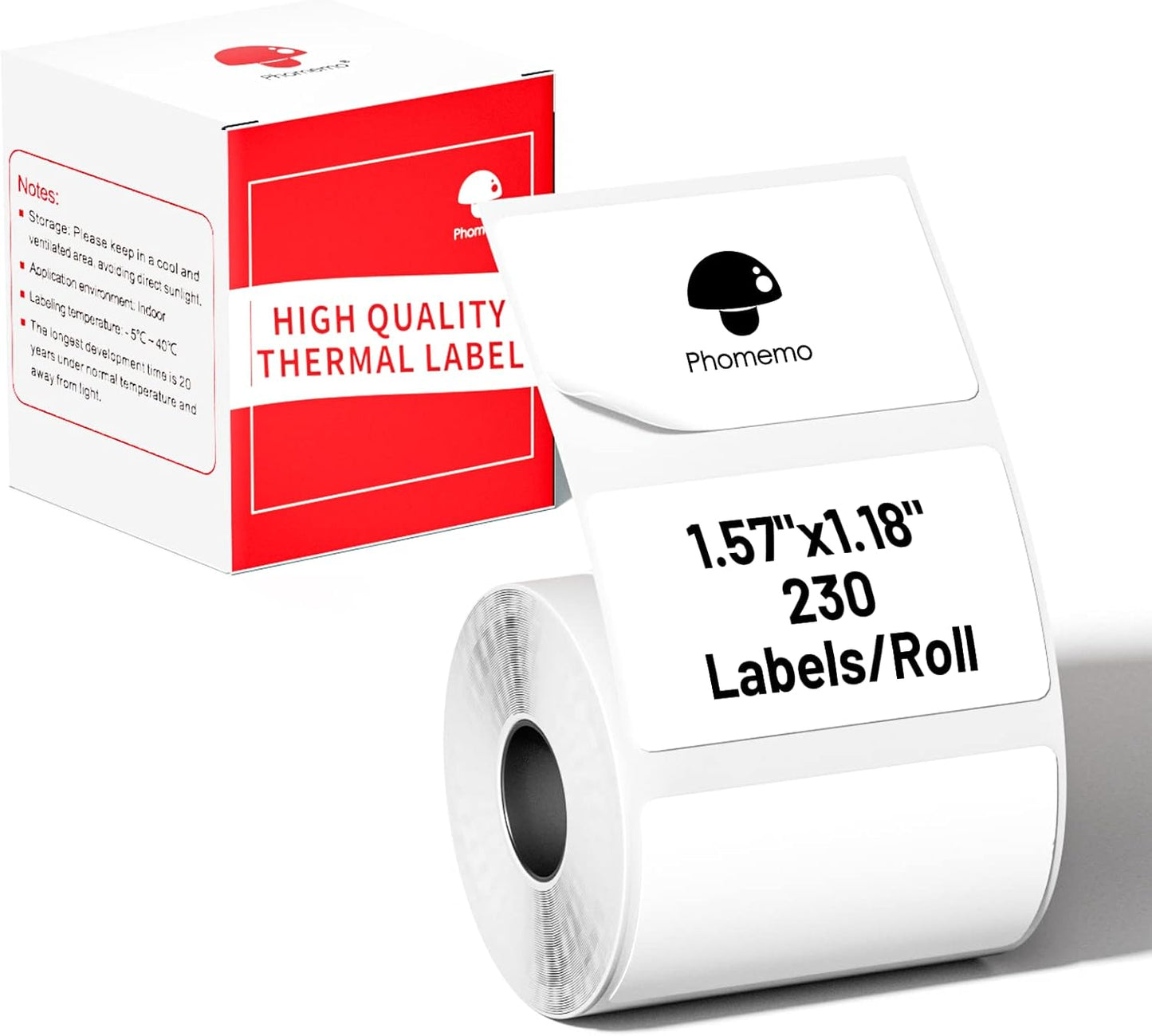 Phomemo Thermal Labels 1.57x1.18 - 230 Labels/Roll - Barcode/Address/Logo