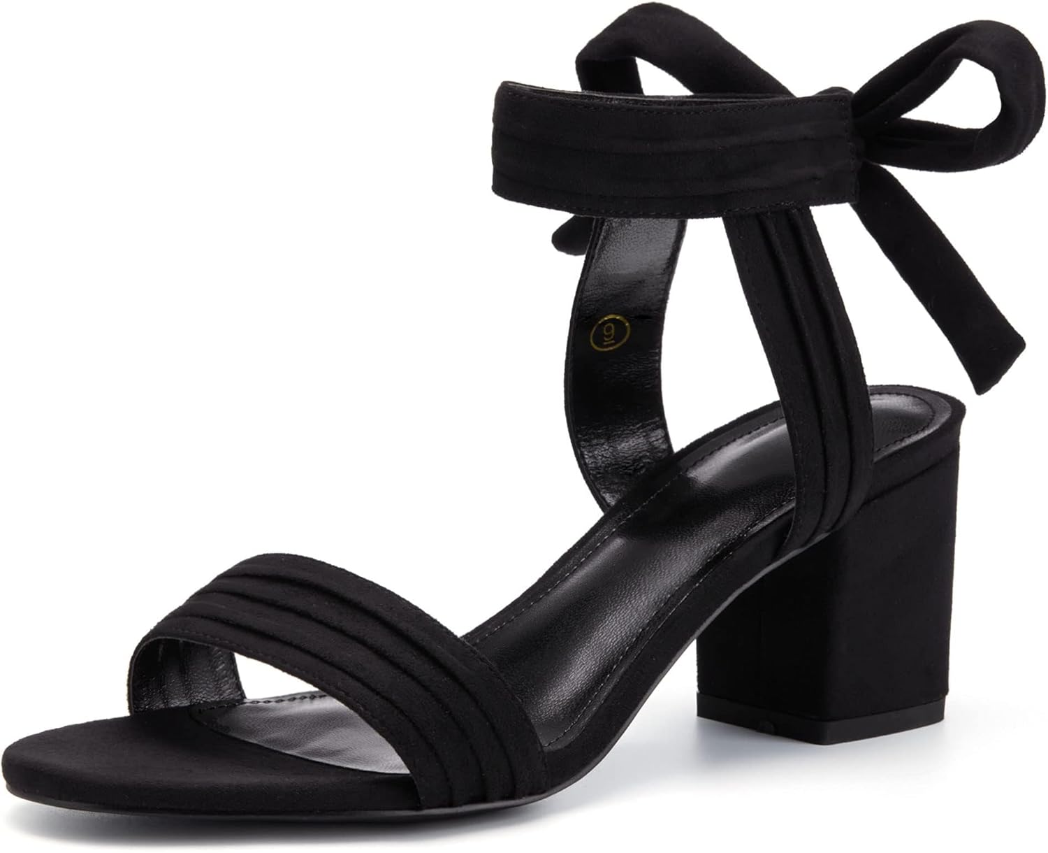 Coutgo Womens Open Toe Ankle Tie Back Low Block Heels Sandals