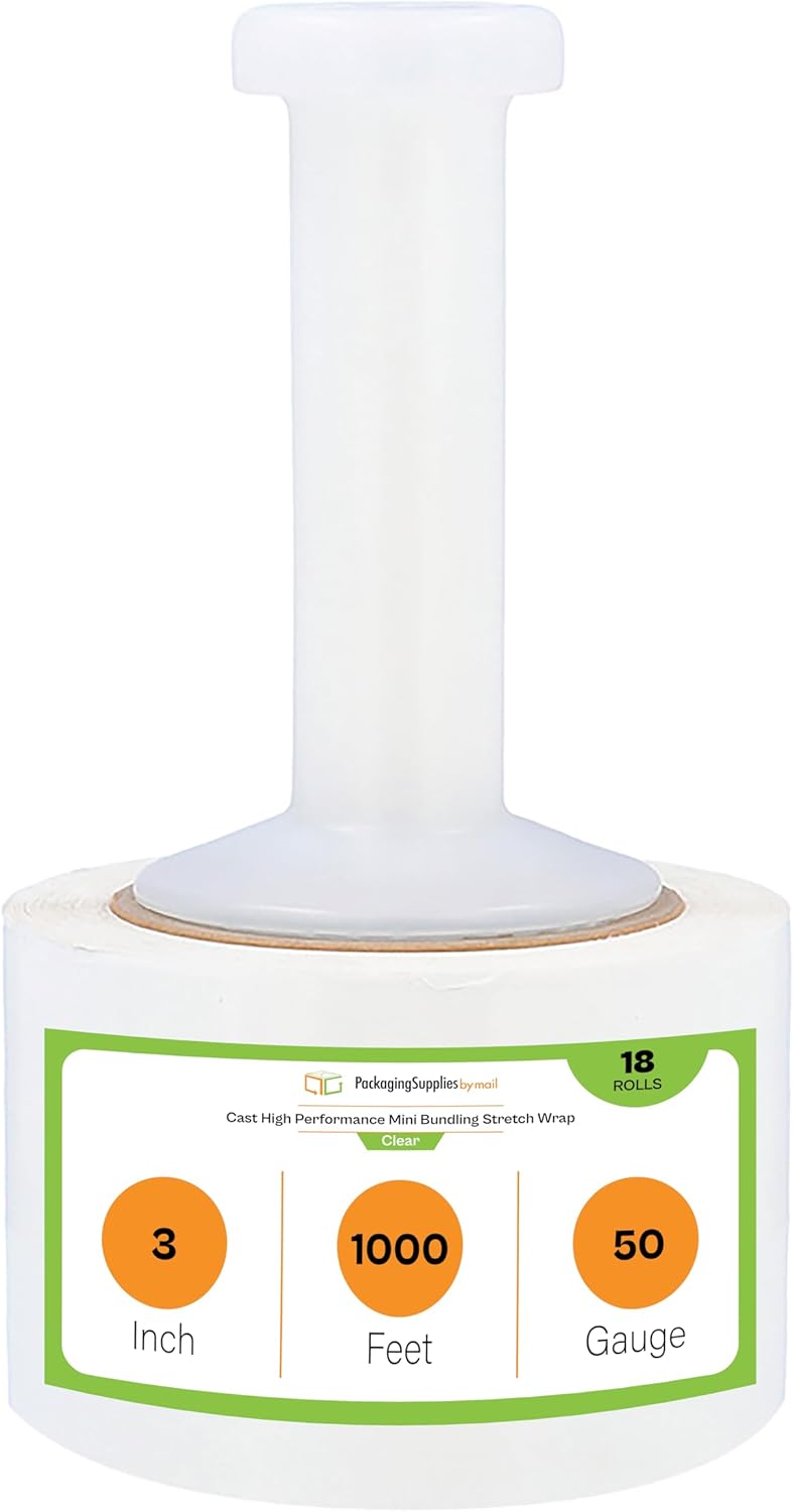 Mini Stretch Wrap for Packing with Handles, 18 Pack, 3 Inch