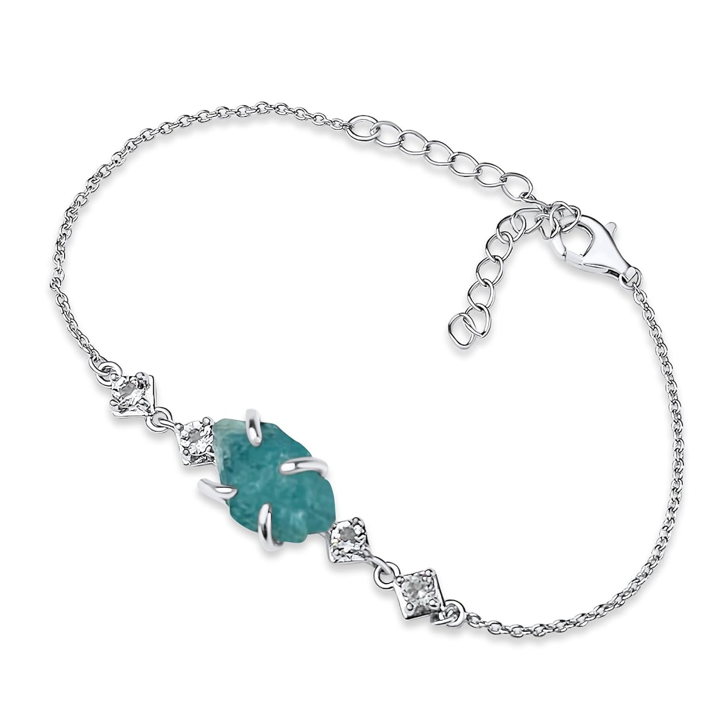 Raw Apatite Crystal Chain Bracelet for Birthstone Gift Ideas
