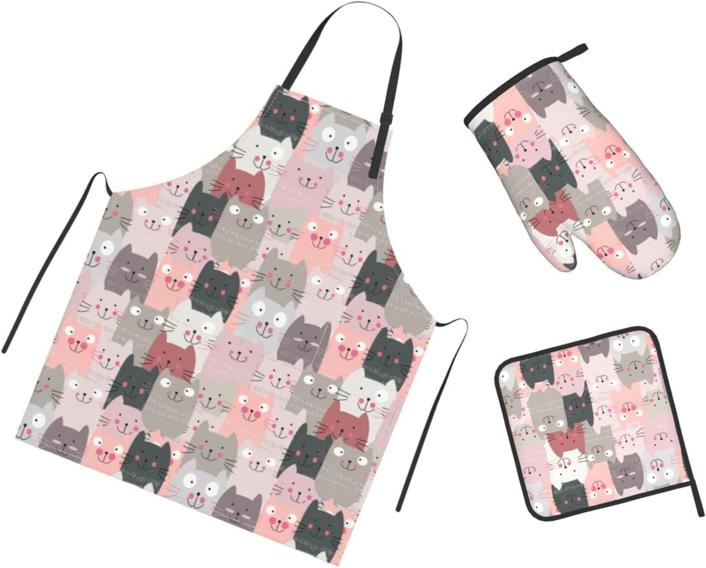 Cute Cat Kitchen Set: Funny Waterproof 3-Piece Set
